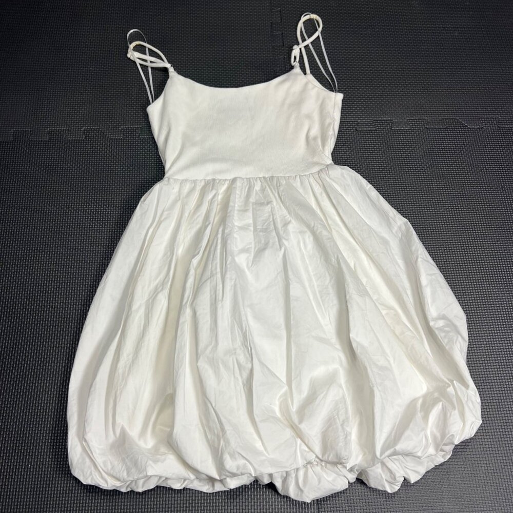 Vici Womens White Mini Dress With Adjustable Spaghetti Straps & Bubble Hem - Siz - Picture 2 of 3